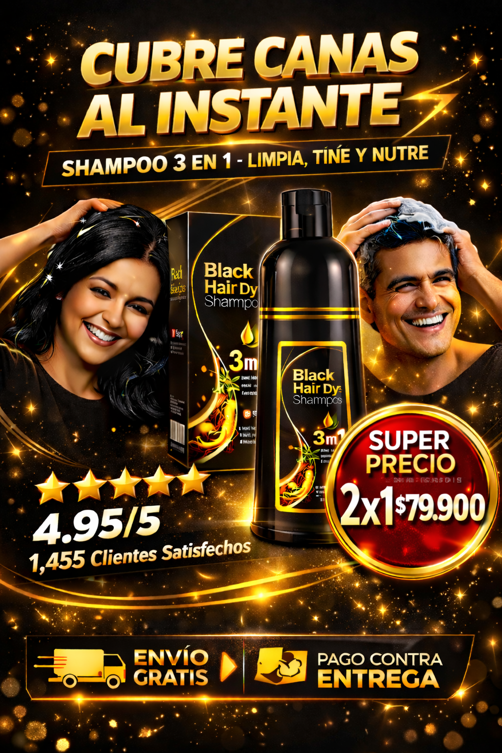 SHAMPO BLACK HAIR DAY🛀TRATAMIENTO CUBRE CANAS