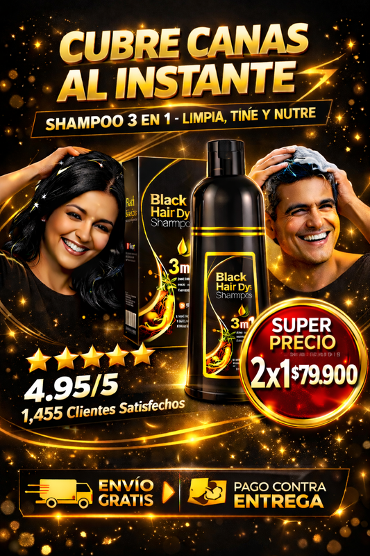 SHAMPO BLACK HAIR DAY🛀TRATAMIENTO CUBRE CANAS